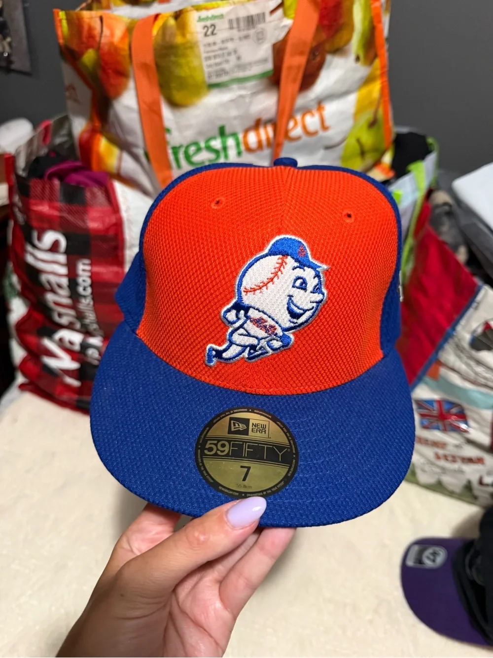 New Era Kids Orange and Blue Fitted 59FIFTY Baseball Cap
